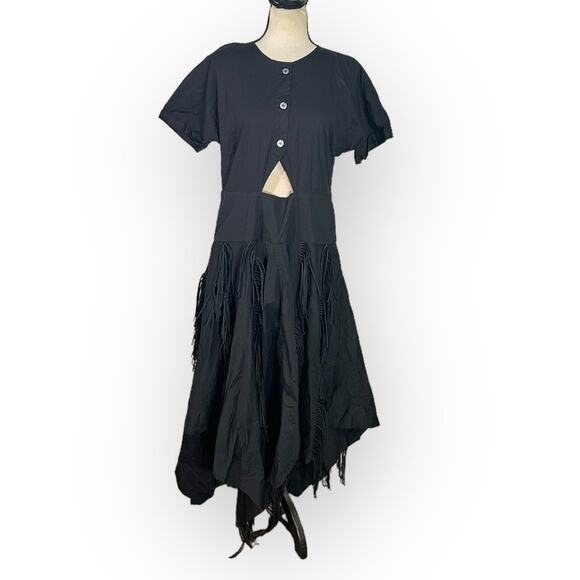 Bibhu Mohapatra Collective Cutout Fringe Dress Women's Plus 14 Black RTR - Picture 3 of 11